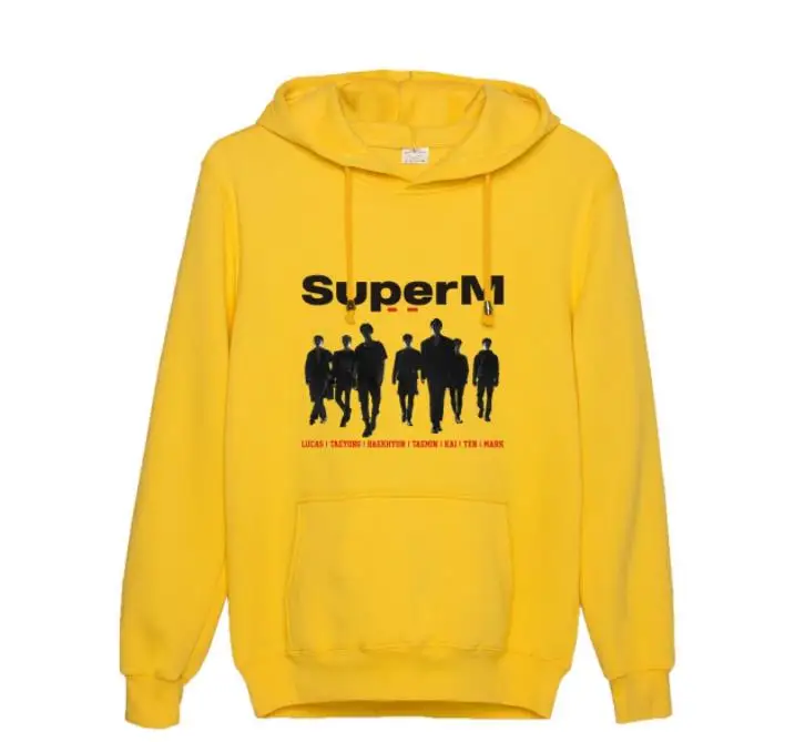 

SuperM all member names/photos printing pullover loose hoodies kpop unisex autumn winter fleece/thin sweatshirt