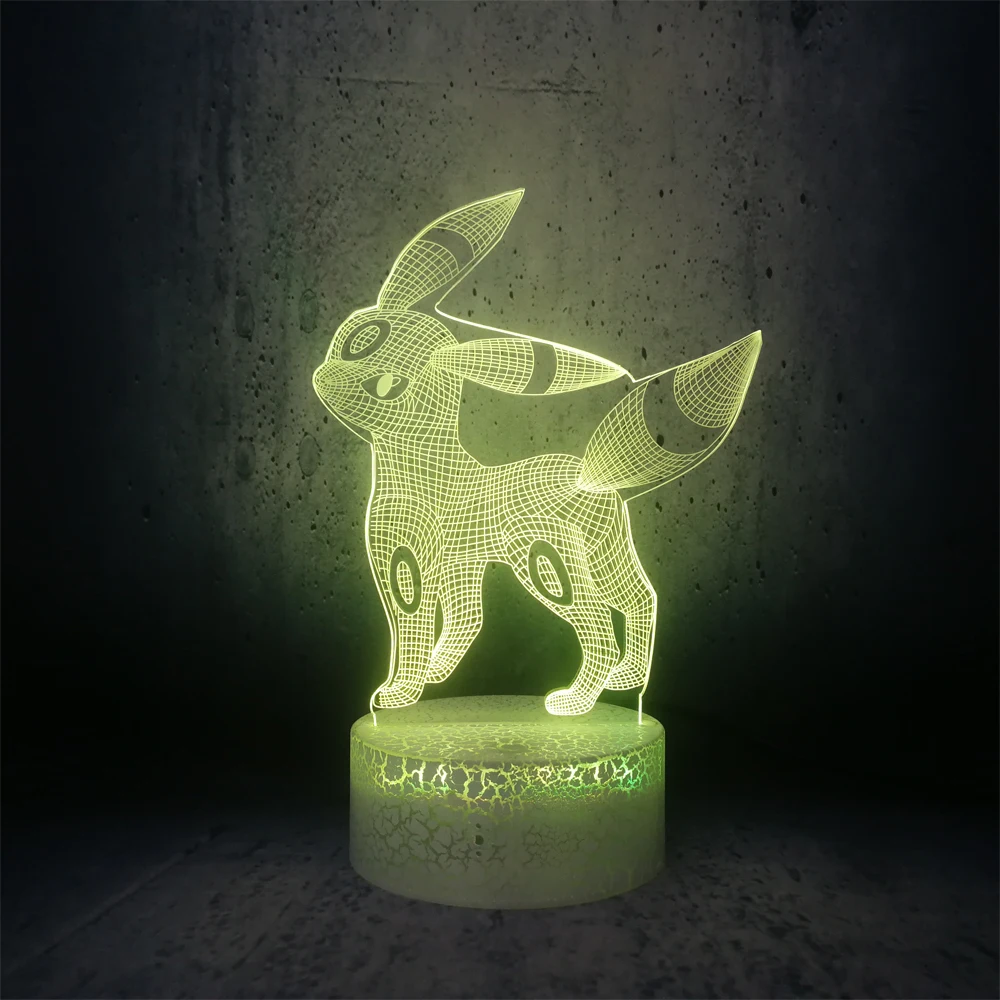 Аниме Покемон Umbreon ночник мультфильм лампа Дети Прекрасный 3D иллюзия Лампа
