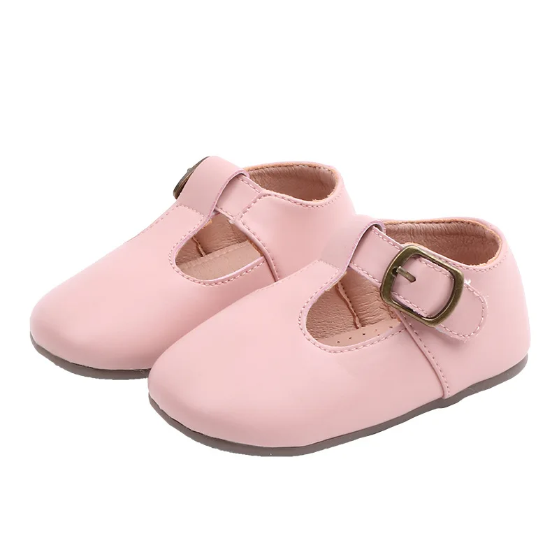 Детская кожаная обувь детская осенняя однотонная для девочек с мягкой подошвой