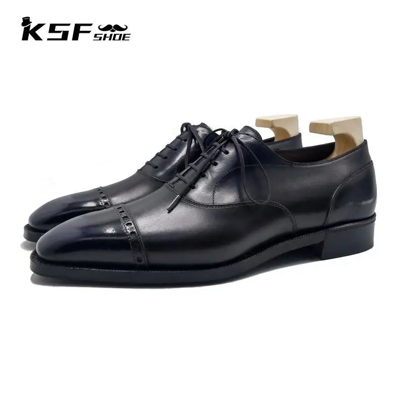 

KSF SHOE Oxford Brogue Formal Men Shoes Fashion Genuine Leather Handmade Party Wedding Dress Office Business Best Man Shoes