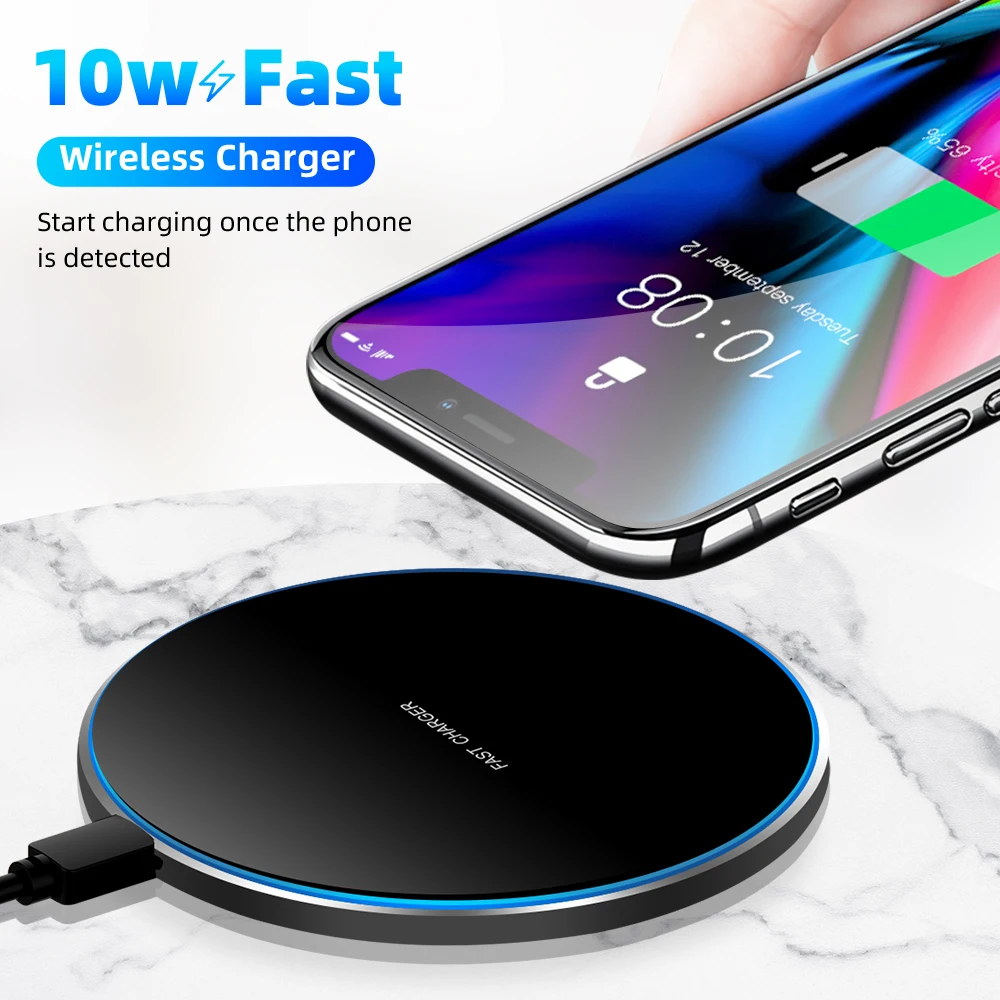 

OUDNEAS 10W Qi Wireless Charger Fast Charging Pad For iPhone 12 11 pro max Samsung S10 S9 Huawei P30 Pro Phone USB Quick Charger