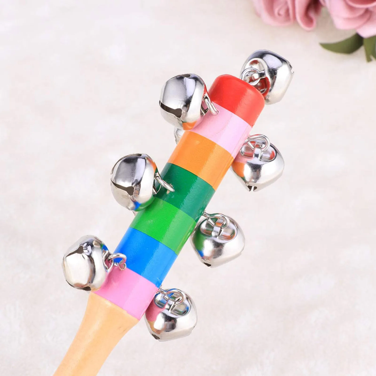 2 kinds Baby Colorful rattles Toys Wooden hand bell decoration Children Kids Musical Funny kindergarten Toys Christmas Gifts 3PC