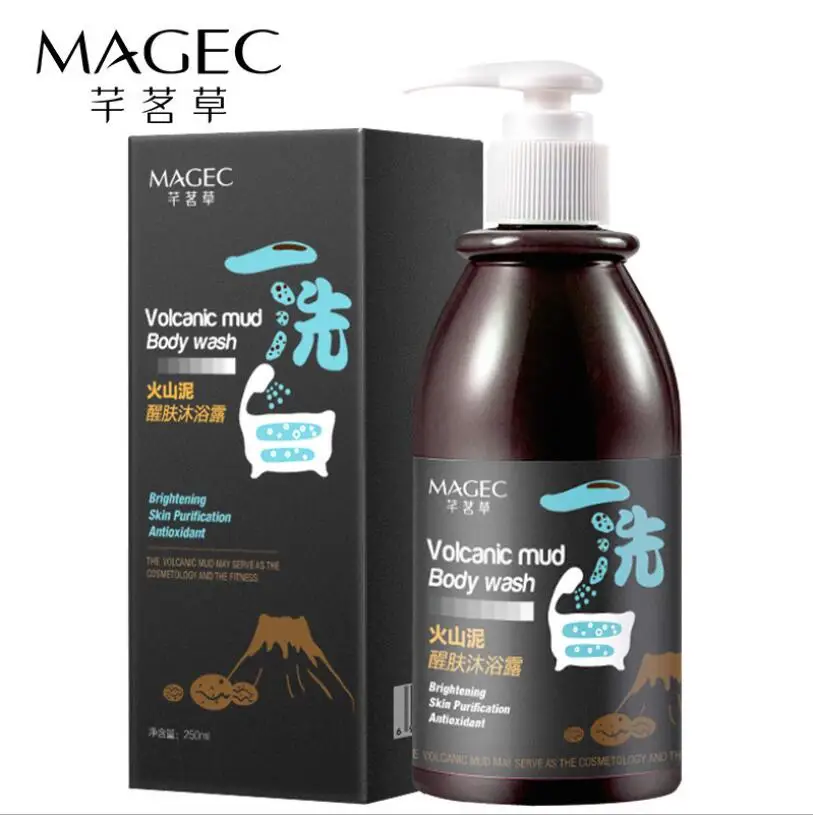

New 260ml Hot Sale Volcanic Mud Shower Gel Whole Body Wash Fast Whitening Deep Clean Skin Moisturizing Exfoliating Body Care