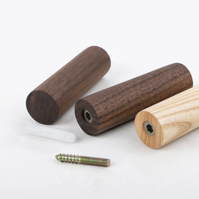 

4PCS Solid Wood Coat Hook Nordic Style Simple Black Walnut Coat Hook Creative Wall Coat Wooden Hook