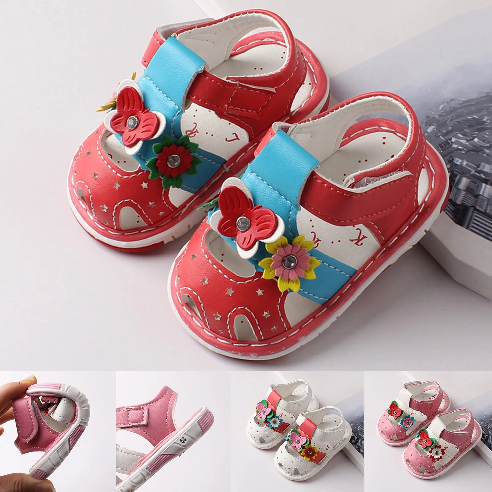

Baby Summer Leather Sandals Children Toddler Shoes Cute Fashion Hollow Soft Sole Baotou Hollow Toddler Shoes Sandals Size R5