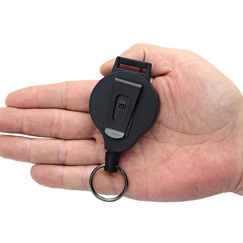 

60cm Retractable Key Ring Keychain Buckle Recoil Ring Pull Clip Telescopic Key Ring Thickened Coated Stainless Steel Wire Rope