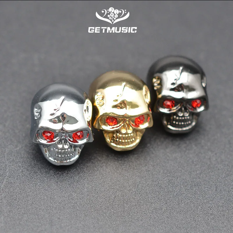 Блестящие металлические череп голова Управление ручки для Электрогитары горшки