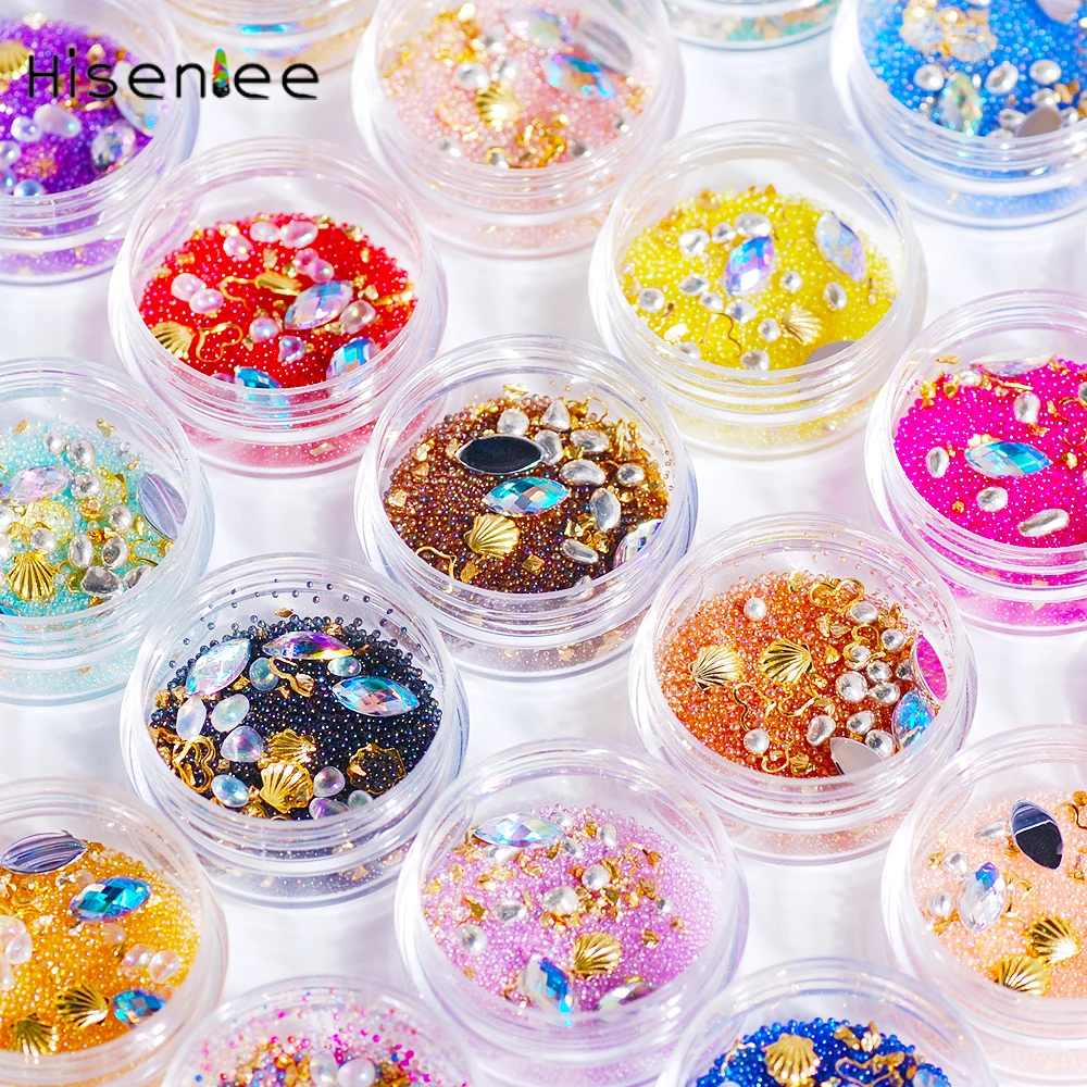 1 коробка высокого качества Смешанная микро Икра/гвоздь щебень/сердце заклепки