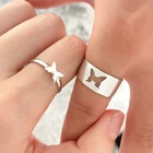 Женское кольцо, обручальное кольцо дружбы, Серебряные кольца-бабочки для женщин и мужчин, комплект колец для влюбленных, обручальное кольцо для дружбы, открытое кольцо, 2021 тренд, ювелирные изделия