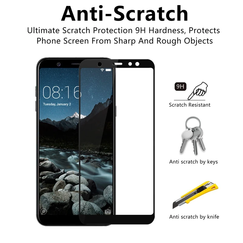 UPaitou полное покрытие закаленное стекло для Samsung Galaxy A6 Plus Защитная пленка экрана