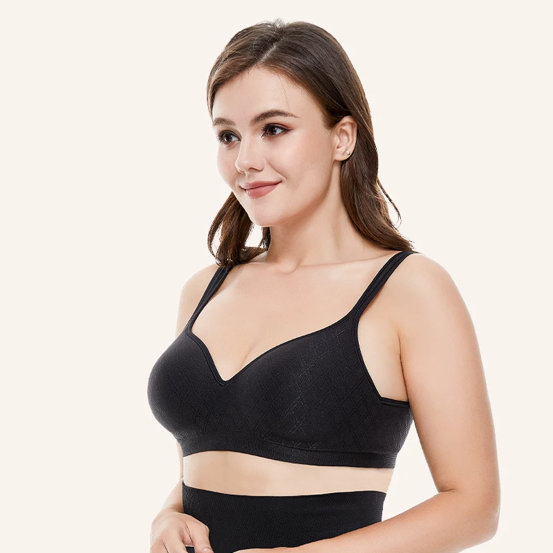 Wingslove Women's Wirefree Push Up Bra High Elastic Soft Comfort  Lingerie Solid Color Breath Underwear Brassiere