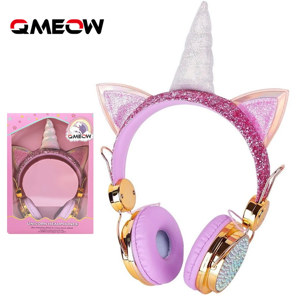 

Наушники QMEOW с единорогом проводные, 3,5 мм, с микрофоном