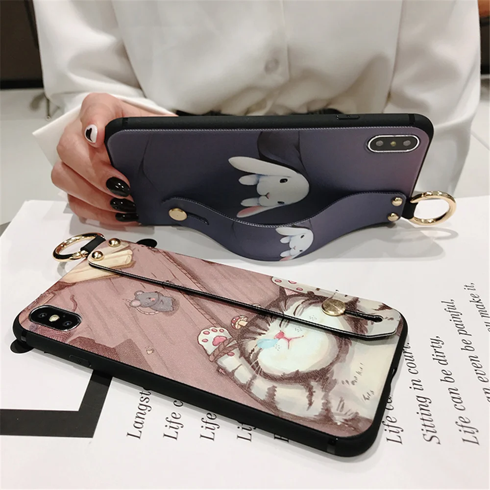 Ремешок на запястье для IPhone X XR XS MAX чехол телефона милый силиконовый Iphone 11pro 7 8 6S 5S