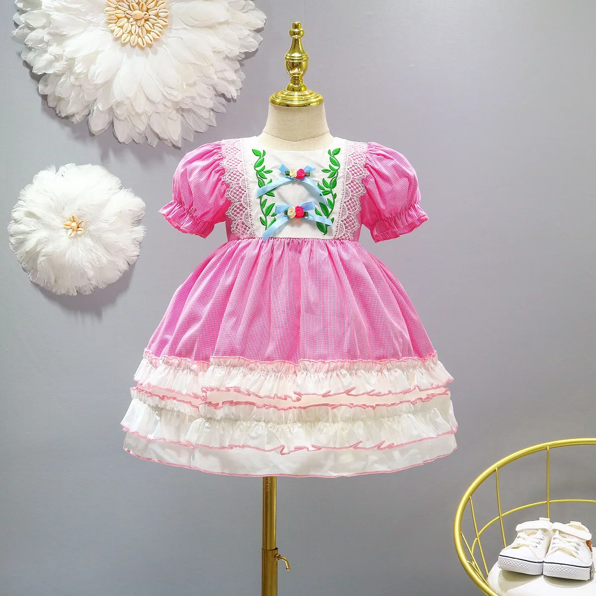 Kids Dress Girls Clothes Lolita Costume Maid Cosplay Lace Ruffles Summer 3-11 Years Party Dresses For Girl Children's Clothing