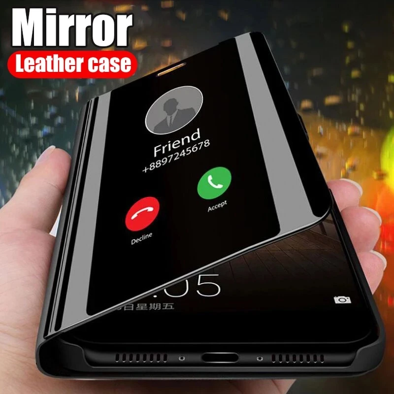 

Heavy protection Anti fall Intelligent Mirror Flip With Bracket Phone Case For Xiaomi Redmi A3 9 SE CC9 CC9E Pro Lite Case Cover