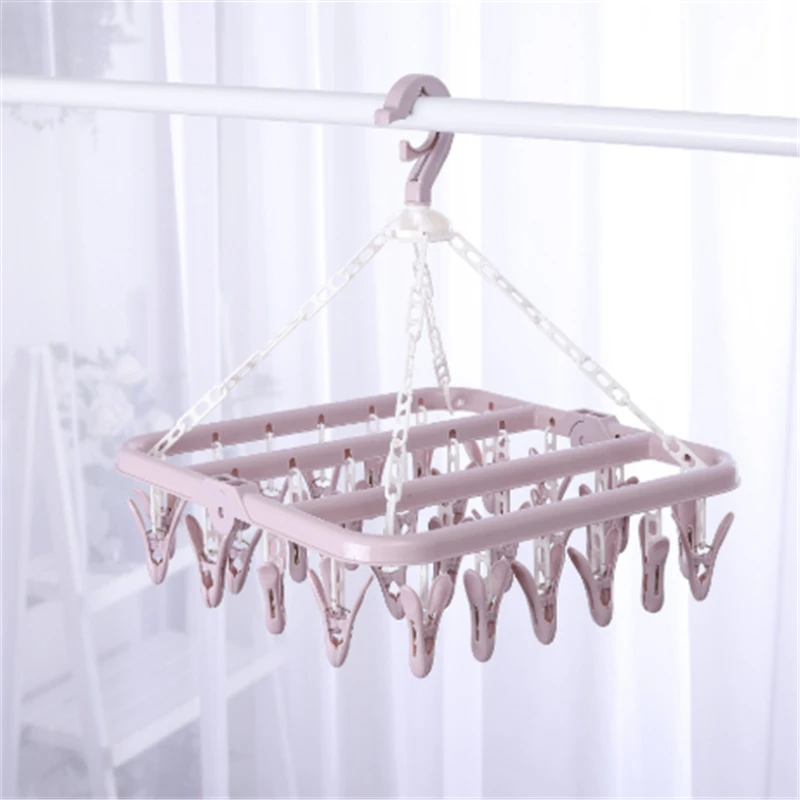 

32 Clip Folding Drying Rack Underwear Socks Clip Multi-functional Clothes Rack Plastic Portable Cloth Drying Rack