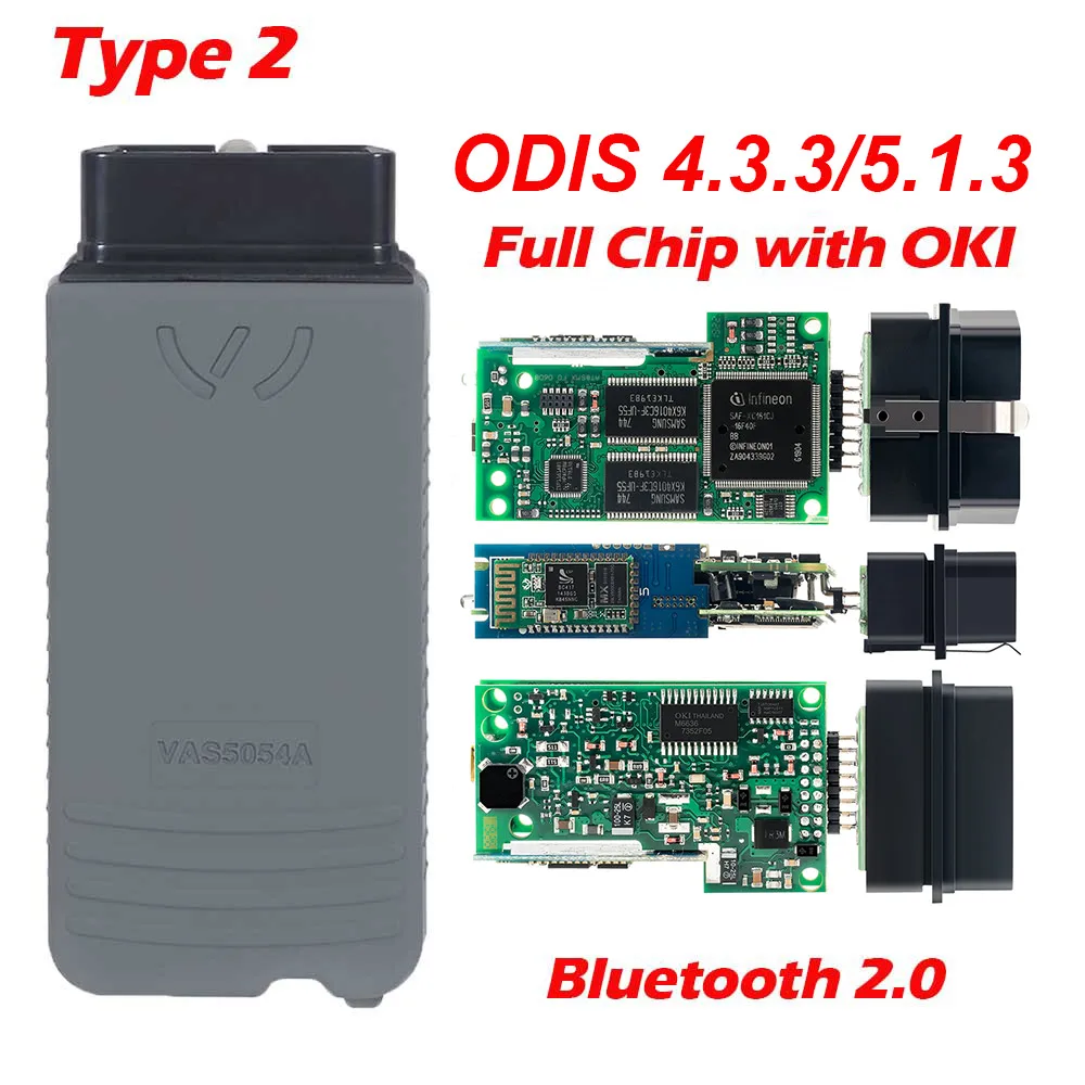 Type 2 green pcb 10 шт. 5054 5054A ODIS новейший V5.1.3 keygen полный чип OKI Авто OBD2 диагностический инструмент 5054A Bluetooth код ридер 5054 - Цвет: Type 2 green pcb