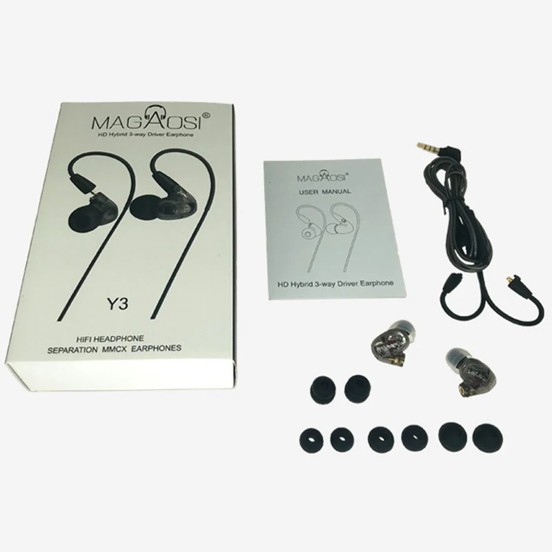 

MAGAOSI Y3 HIFI In Ear 2DD+1BA Hybrid Technoligy 3 Unit Detachable Cable Wired Earphones Gaming Headphones Earbuds With Mic