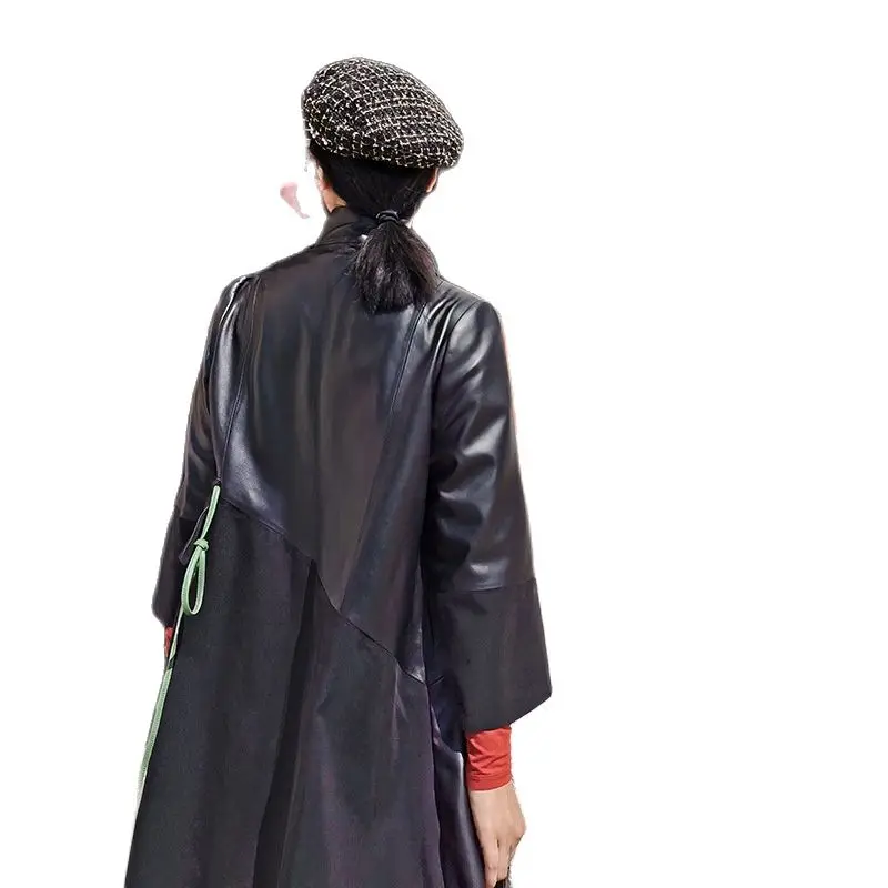 

women sheepskin genuine leather windshield real leather windcoat Leather trench coat women genuine leather jacket sheepskin coat