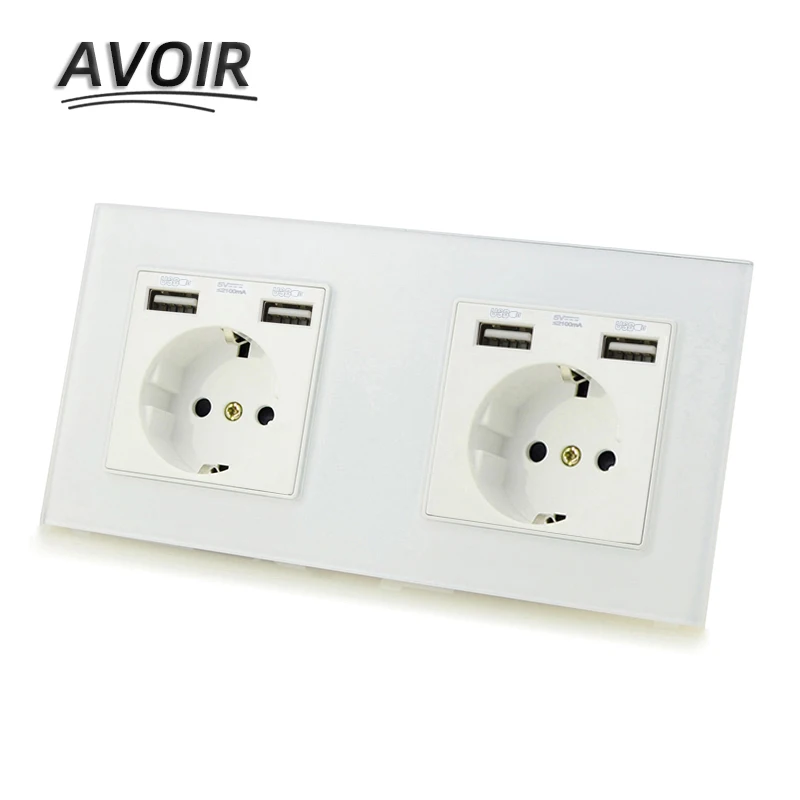 Avoir DE EU RU Plug Мощность разъем Dual USB Автомобильное Порты и разъёмы для мобильного