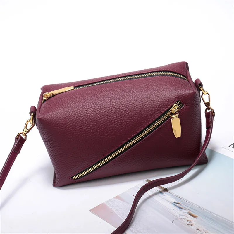 Brand crossbody bags for women Fashion Small Square Bag Genuine Leather bags women Zipper shoulder messenger bag sac main femme - Цвет: purple