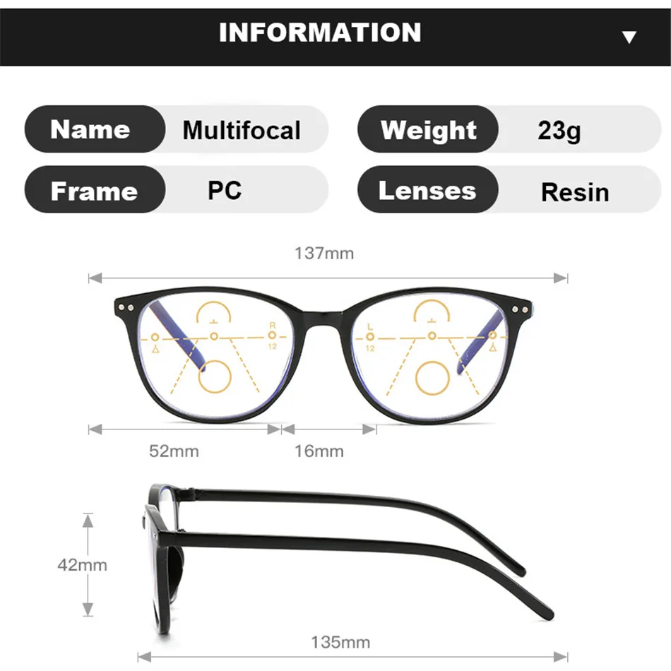 Очки для чтения Ahora в ретро стиле мужчин и женщин круглые с прогрессивными синими
