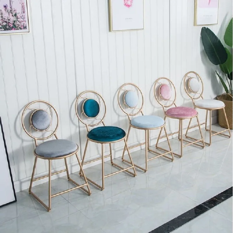 

Nordic Dessert Leisure Back-Rest Dining Chair Bedroom Dressing Creative Small Stool Мебель Sillas Comedor Living Room Furniture