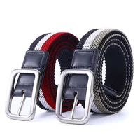 fashion male dress mixed colored braided stretch golf elastic fabric woven casual waist belt without holes for menwomenjunior