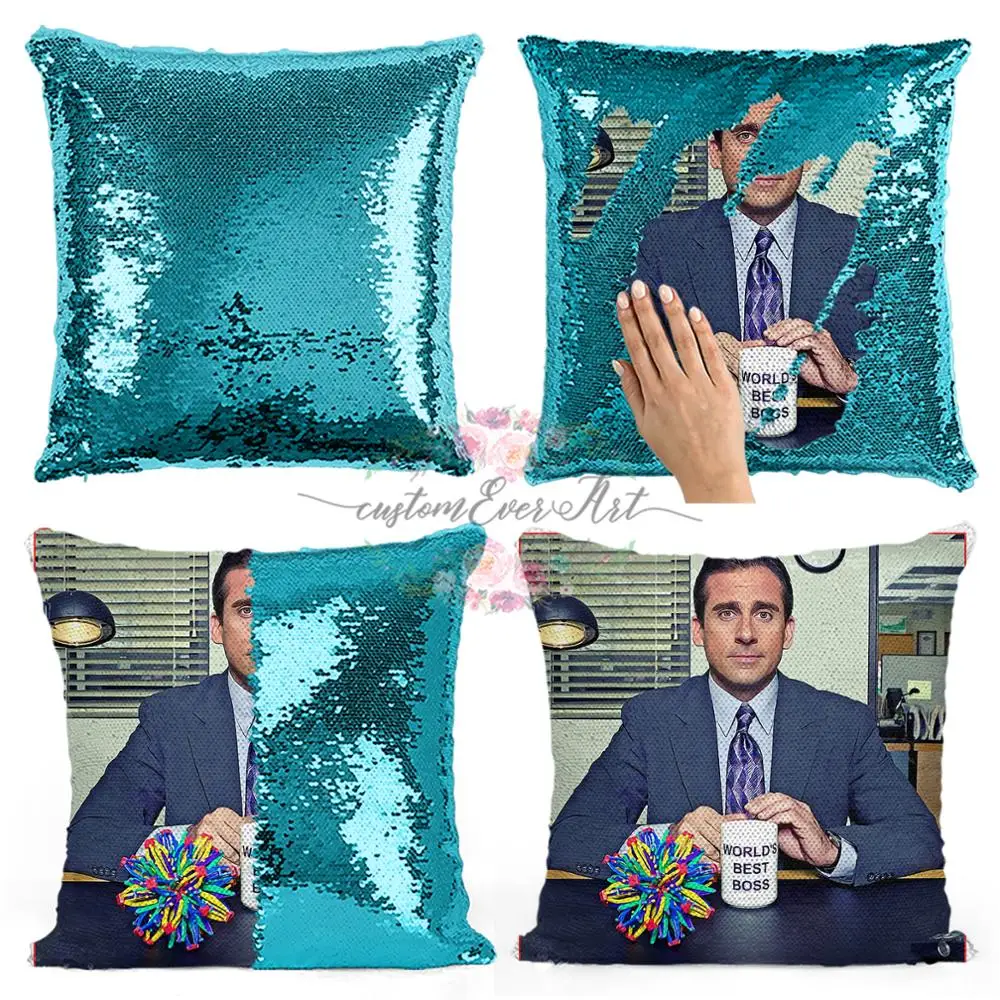 Лучшая в мире Подушка с блестками босса Майкла Скотта | Наволочка Двухцветная