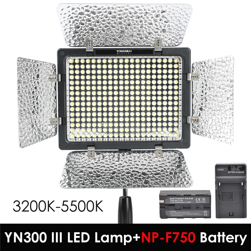 Светодиодный светильник для видеосъемки Yongnuo YN300 3 3200k 5500K с аккумулятором w на