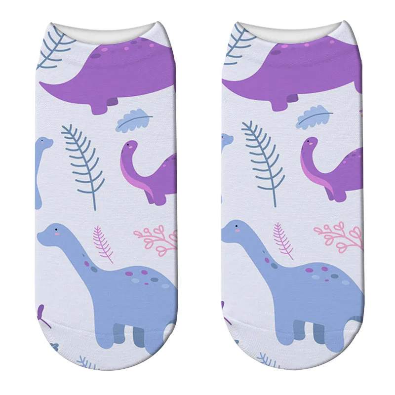 New Fashion Women Cute Casual Cotton Socks 3D Cartoon Dinosaur Printing Sock Unisex Breathable Short Funny Hоски | Женская одежда