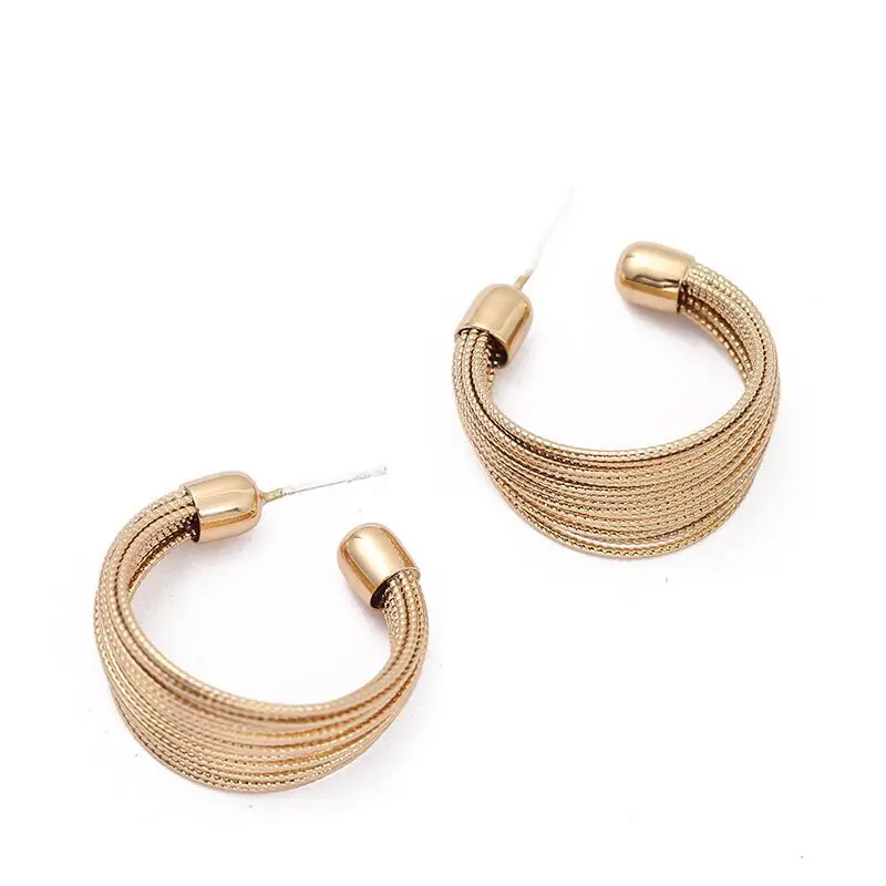 

Fashion luxury circle metal earrings C-shaped personality ear ring female retro earrings 2021 new tide earrings