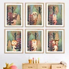 Мультяшные осенние животные джунглей Сова Олень Медведь лиса кролик Скандинавская настенная Картина на холсте постеры и принты декор для детской гостиной
