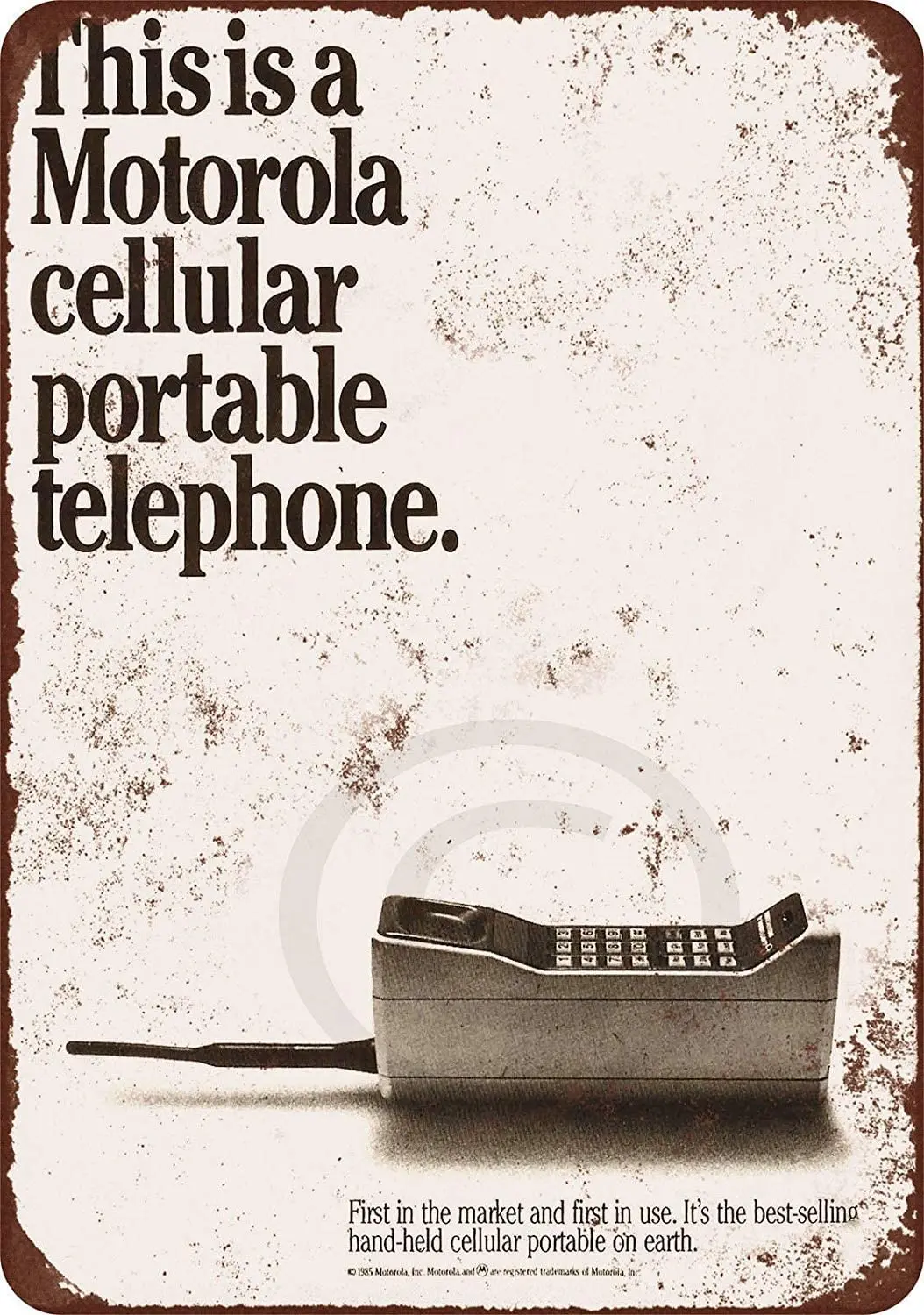 1985 Motorola сотовый телефон кирпич винтажный Ретро винтажные металлические знаки