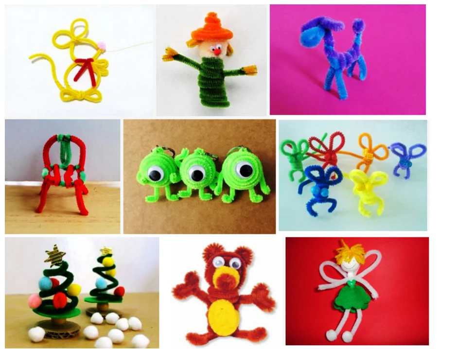

100pcs Glitter Chenille Stems Pipe Cleaners Plush Tinsel Stems Wired Sticks Kids Educational DIY Craft Supplies Toys Crafting