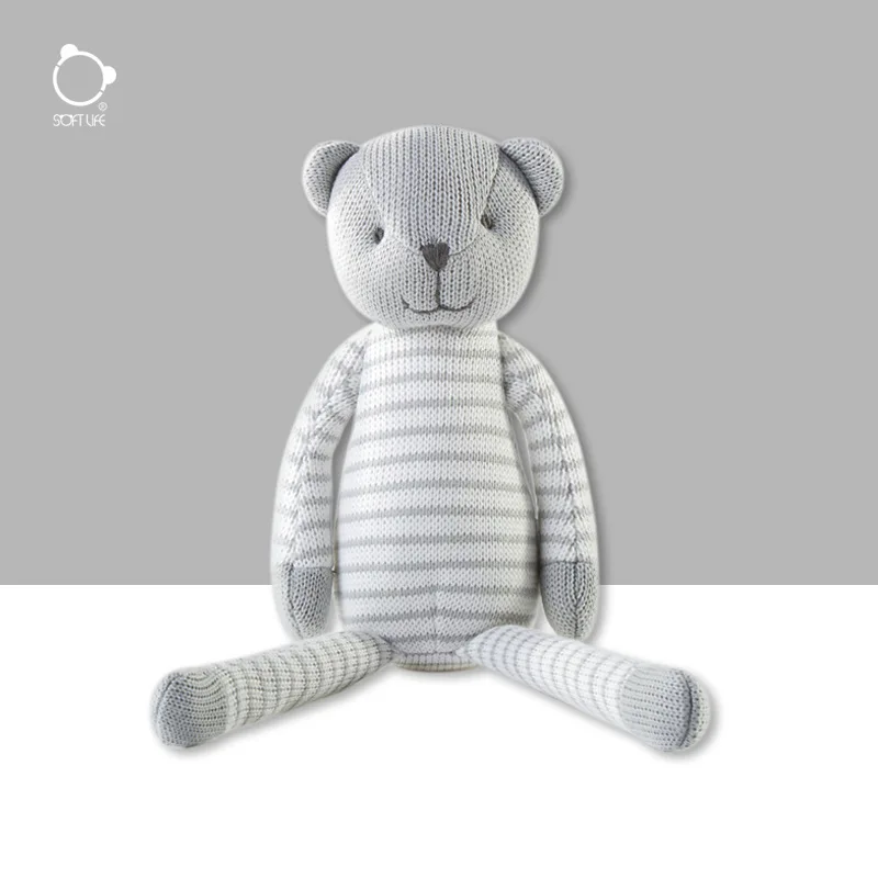 Трикотажный серый цвет размеры 35 см удобный хлопковый медведь ручной работы для