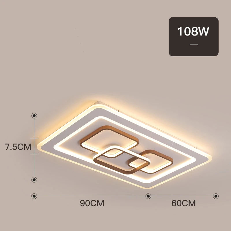 L90xW60CM Квадратный/прямоугольный современный светодиодный потолочный светильник, блестящий светодиодный потолочный светильник для гостиной, спальни, светодиодный светильник, монтируемый на поверхности потолочный светильник s - Цвет корпуса: L90xW60CM