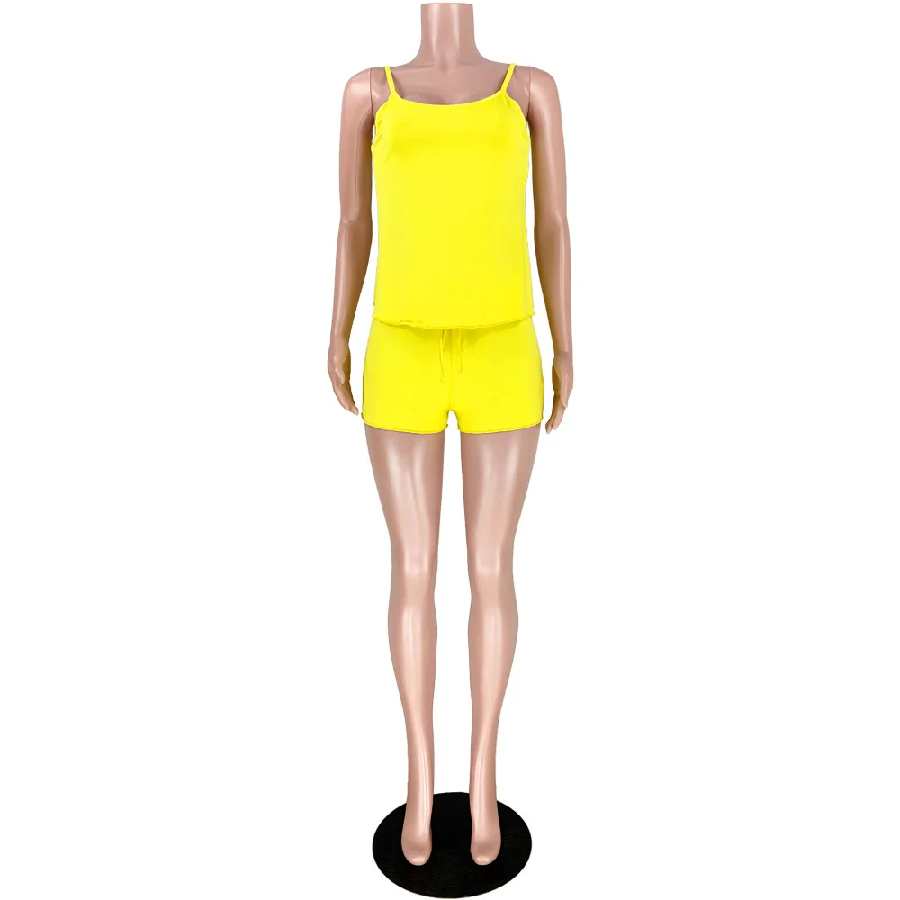 

Lounge Wear Ruffles Tracksuit Sexy Sleepwear Fitness Sleeveless Vest Top + Biker Shorts Bodycon Two Piece Set Women Club Outfit