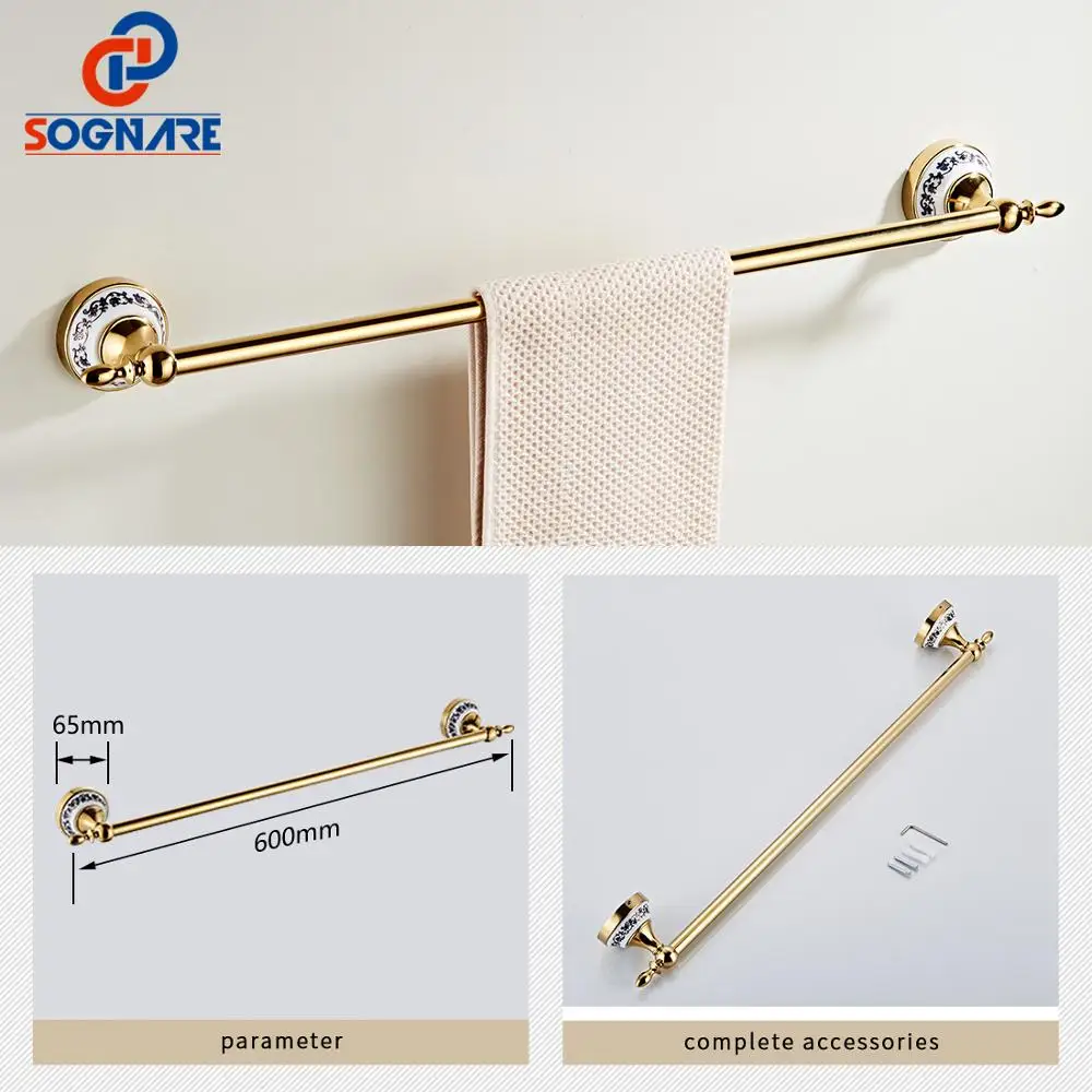 sognare 6pcs bathroom accessories single towel bar robe hook paper holder cup holdersoap box set bath hardware sets d1900 free global shipping