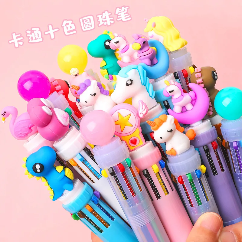 

20 10 color cute cartoon ball point pen school office supplies stationery five color pen colorrefills a lotballpoint pen luxury