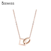 qeenkiss nc744 fine jewelry wholesale fashion trendy woman girl birthday wedding gift geometric 18kt rose gold pendant necklace