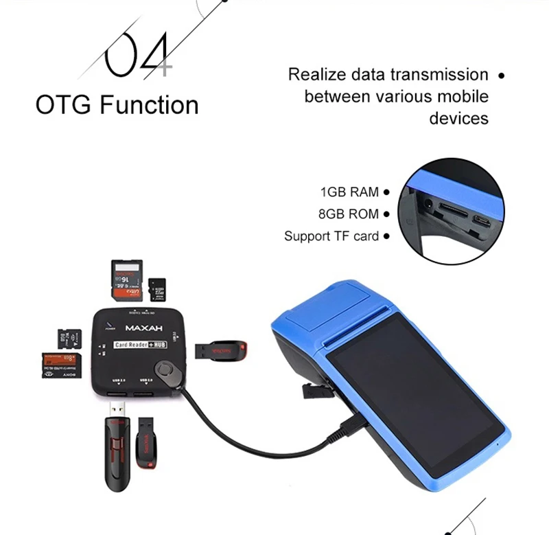 POS терминал Android 8 1 ручной КПК с 58 мм Термопринтер для чеков NFC 3G Wifi сканер штрих