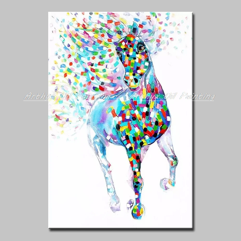 

Arthyx ручная роспись лошадь животное картина маслом на холсте Современные абстрактные настенные картины поп-арт постеры для гостиной домашн...