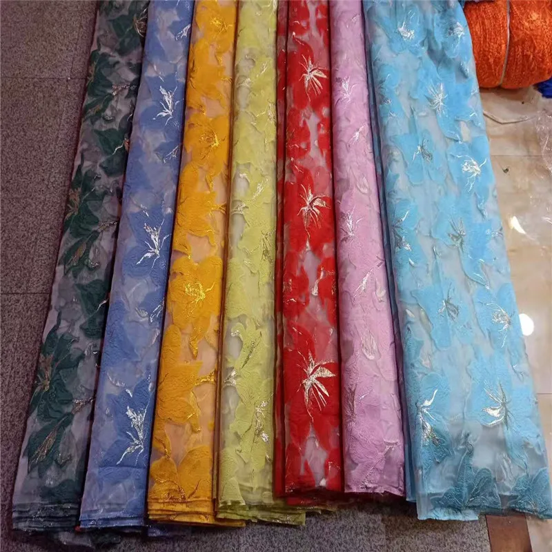 Новый дизайн жаккардовая органза с блестками Женская ткань Высококачественная