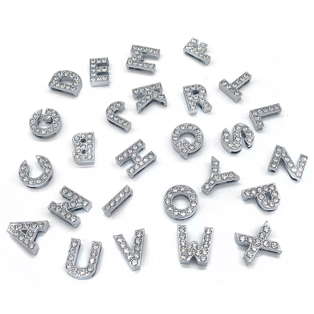Alloy diamond Different Alphabets Numbers jibz for croc Shoe Charms Decoration for Boy and Girl