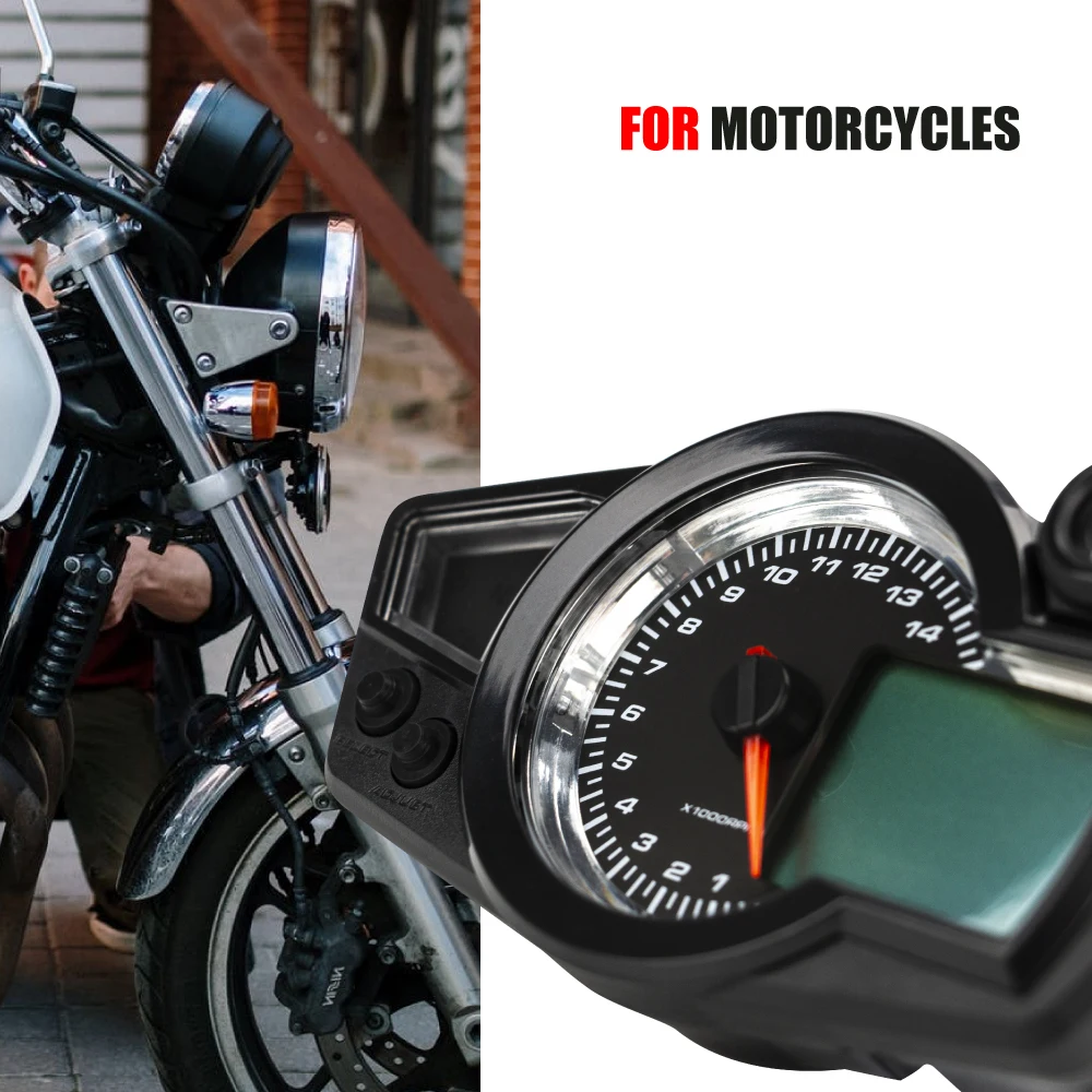 Универсальный цифровой спидометр и одометр Universal RPM Motorcycle Meter Speedometer Digital Odometer для мотоциклов с двигателями на 2 и 4 цилиндрах BMW Honda Yamaha Kawasaki Suzuki.