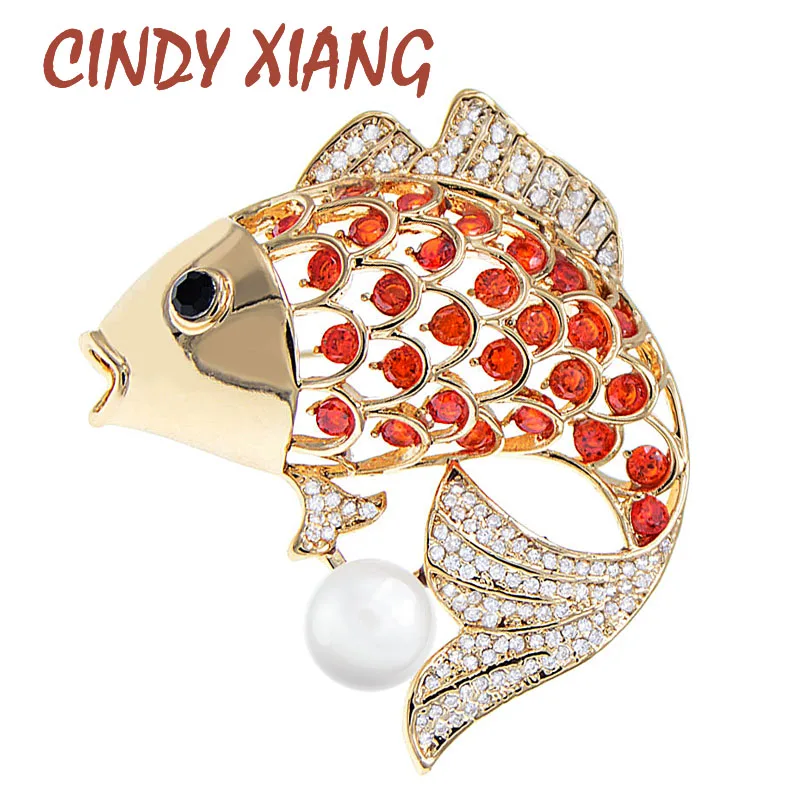 Женские броши CINDY XIANG с фианитом новогодняя булавка красного цвета модные зимние