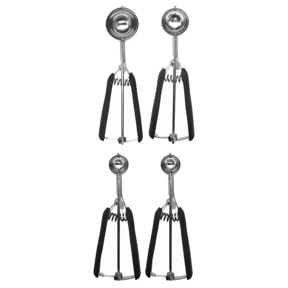 

4pcs Stainless Steel Ice Cream Scoops Spoons Ice Cream Dipping Tools (Black)