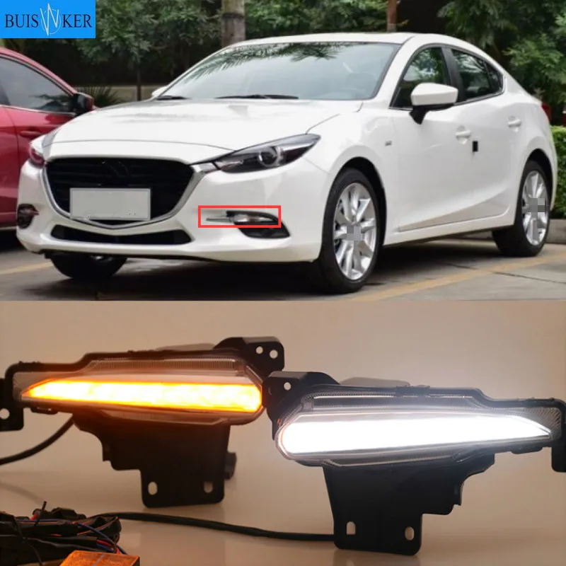 Фото 2 шт. LED DRL для Mazda 3 axela 2017 2018 12V светодиодный вождения автомобиля противотуманные