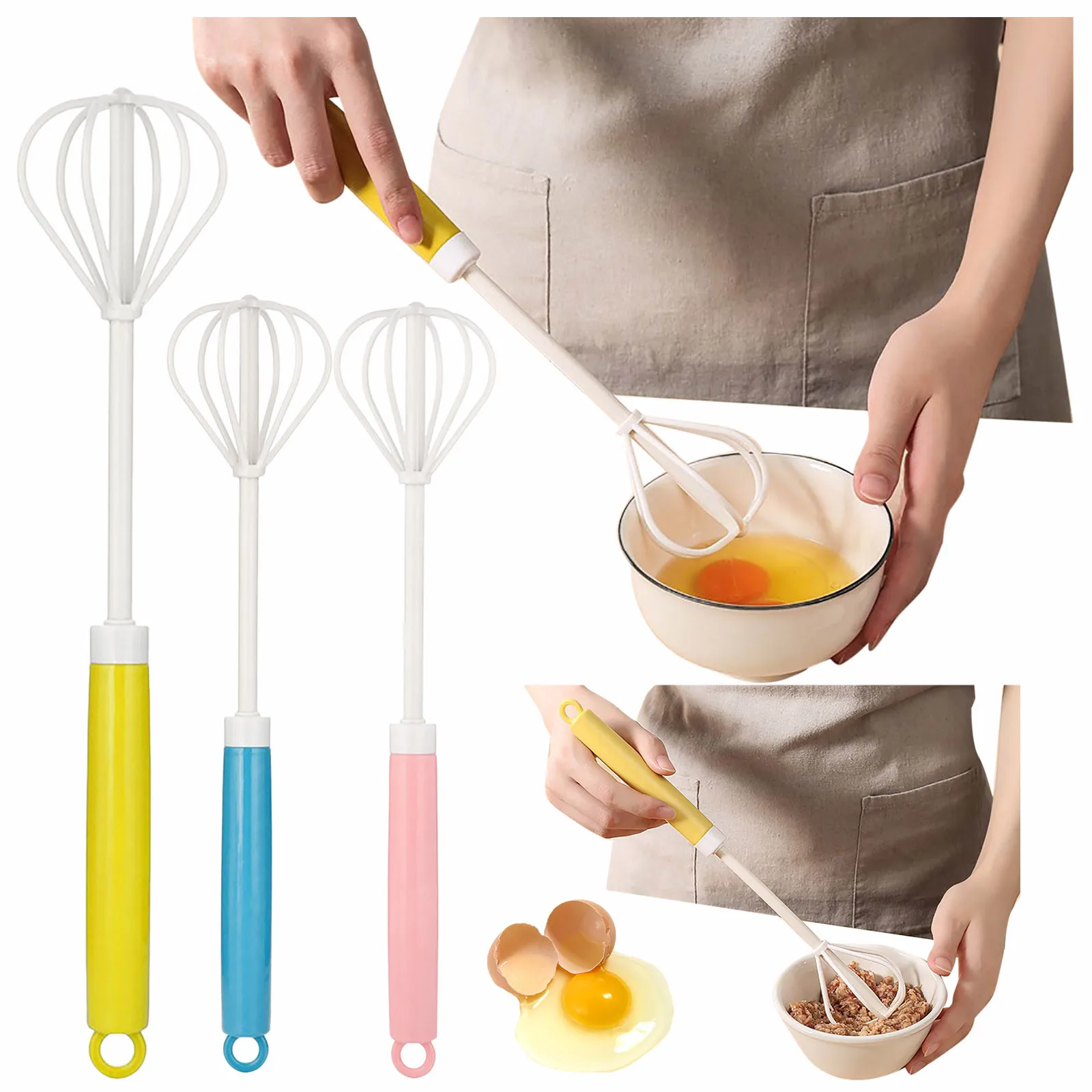Plastic Handheld Whisk Semi-automatic Rotating Household Mixer Kitchen Tool #10 | Дом и сад